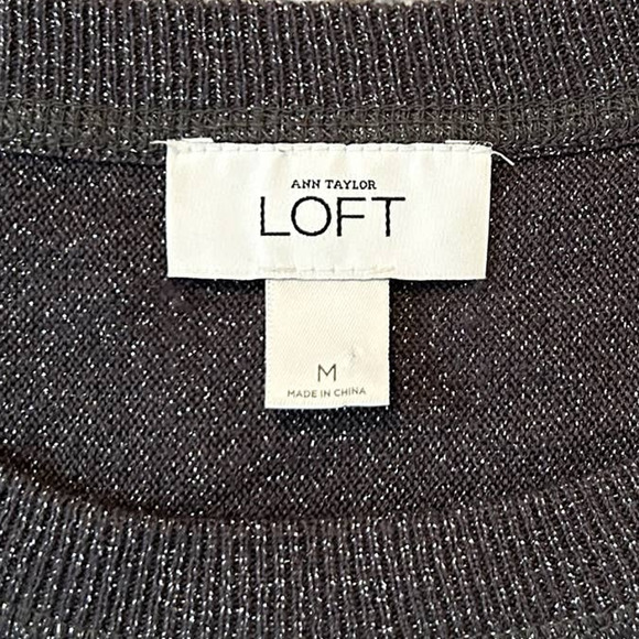 🛍️ Ann Taylor LOFT Dark Gray Glitter Sweater Womens Size M - Picture 3 of 6